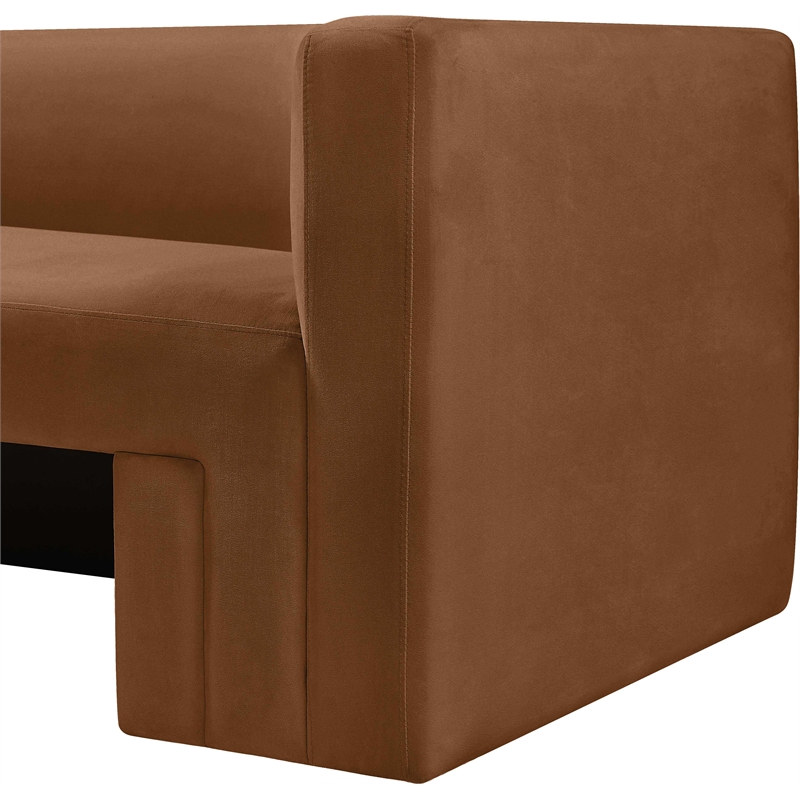 Bowery Hill Contemporary Solid Wood Frame Soft Saddle Velvet Sofa