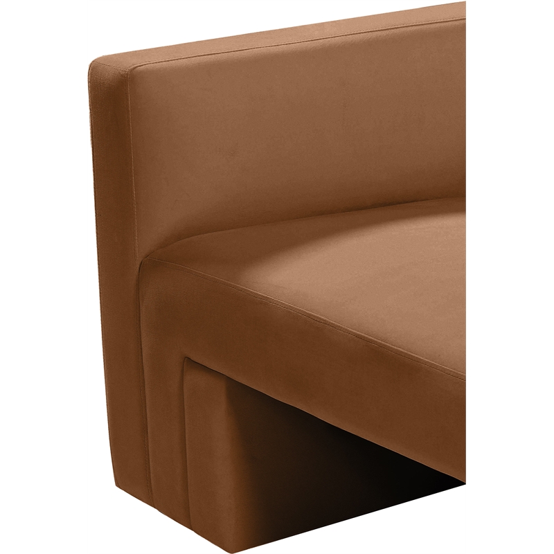 Bowery Hill Contemporary Solid Wood Frame Soft Saddle Velvet Sofa