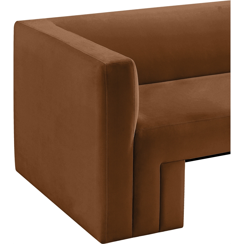 Bowery Hill Contemporary Solid Wood Frame Soft Saddle Velvet Sofa