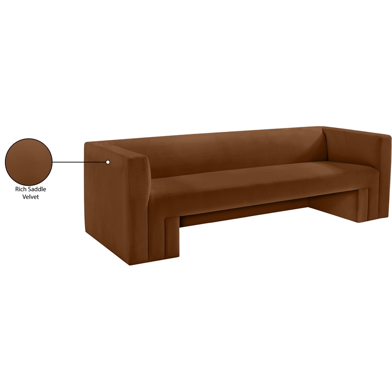 Bowery Hill Contemporary Solid Wood Frame Soft Saddle Velvet Sofa
