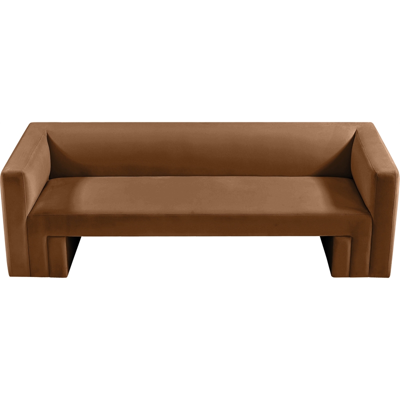 Bowery Hill Contemporary Solid Wood Frame Soft Saddle Velvet Sofa