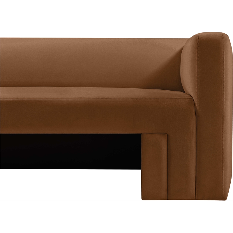 Bowery Hill Contemporary Solid Wood Frame Soft Saddle Velvet Sofa