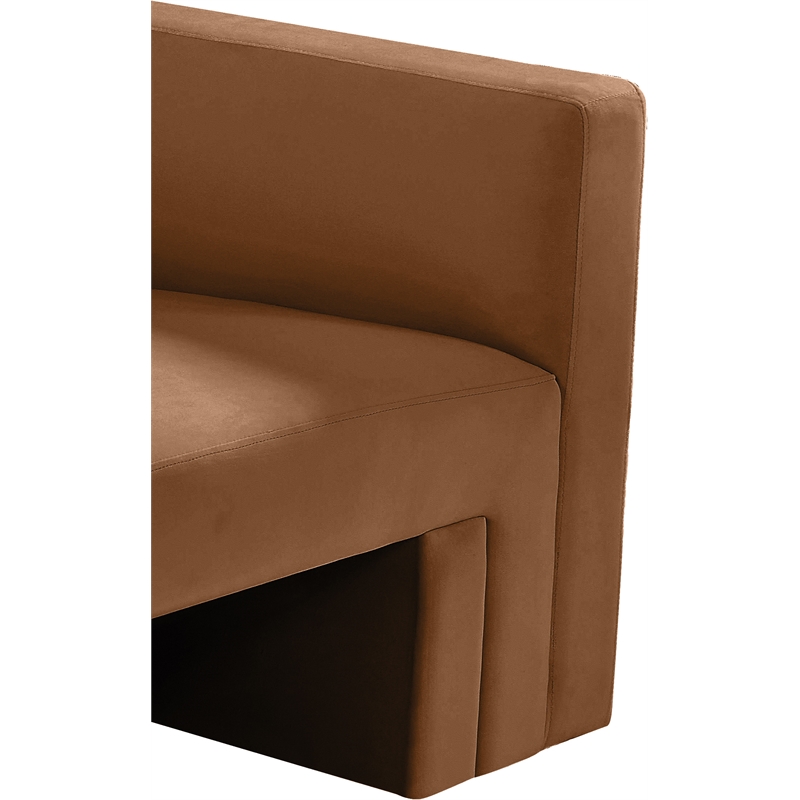 Bowery Hill Contemporary Solid Wood Frame Soft Saddle Velvet Sofa