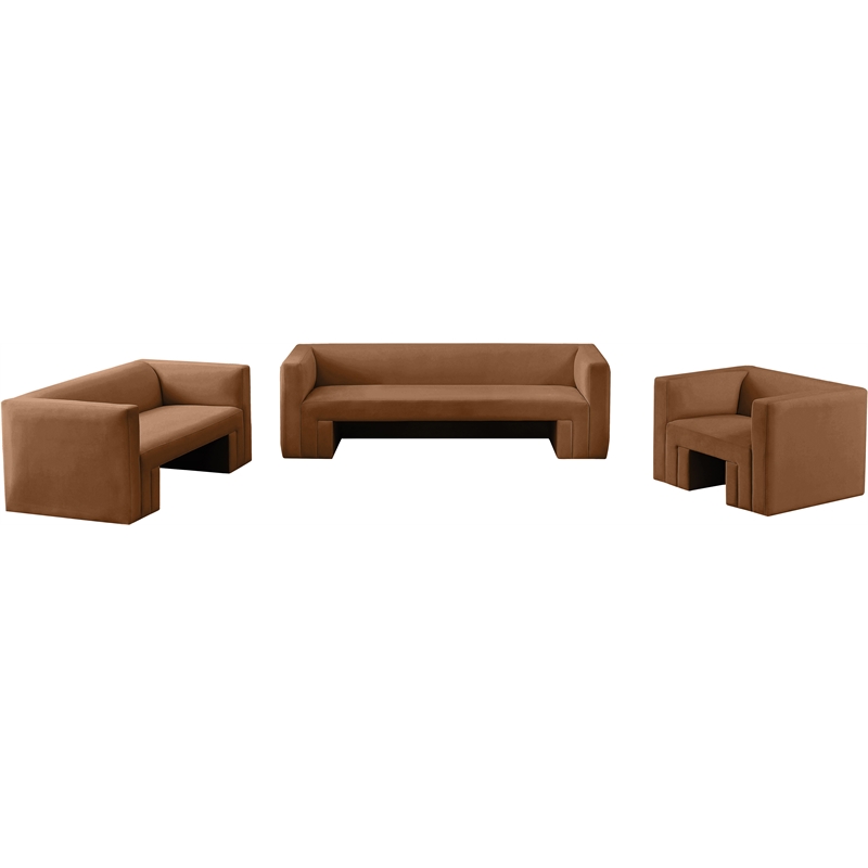 Bowery Hill Contemporary Solid Wood Frame Soft Saddle Velvet Sofa