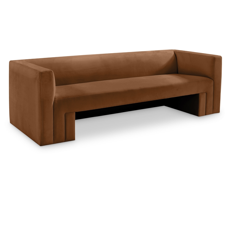 Bowery Hill Contemporary Solid Wood Frame Soft Saddle Velvet Sofa