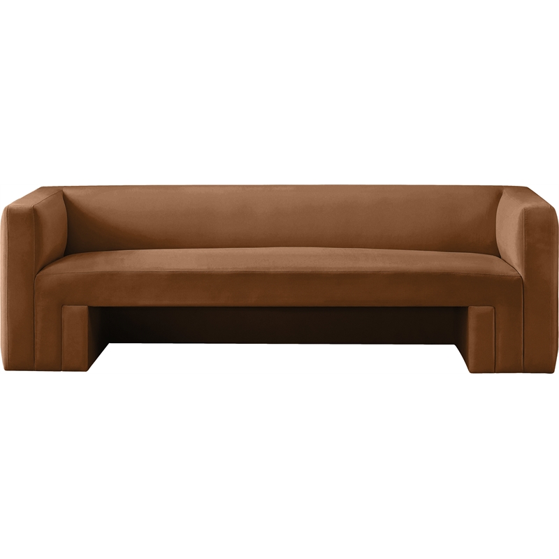 Bowery Hill Contemporary Solid Wood Frame Soft Saddle Velvet Sofa