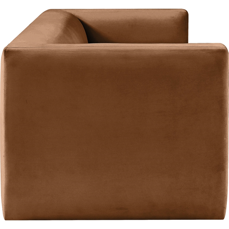 Bowery Hill Contemporary Solid Wood Frame Soft Saddle Velvet Sofa