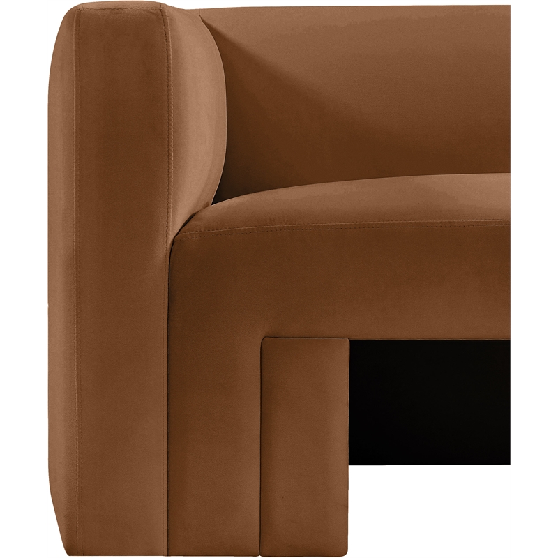 Bowery Hill Contemporary Solid Wood Frame Soft Saddle Velvet Sofa