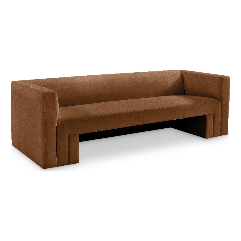 Bowery Hill Contemporary Solid Wood Frame Soft Saddle Velvet Sofa