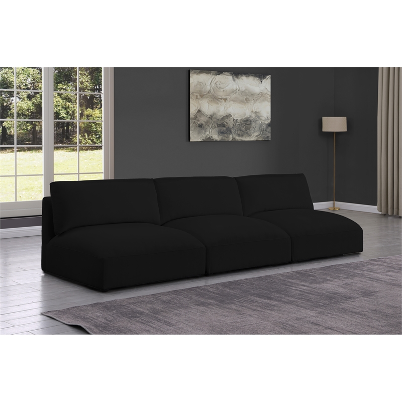 Bowery Hill Contemporary Soft Plush Black Fabric Modular Sofa