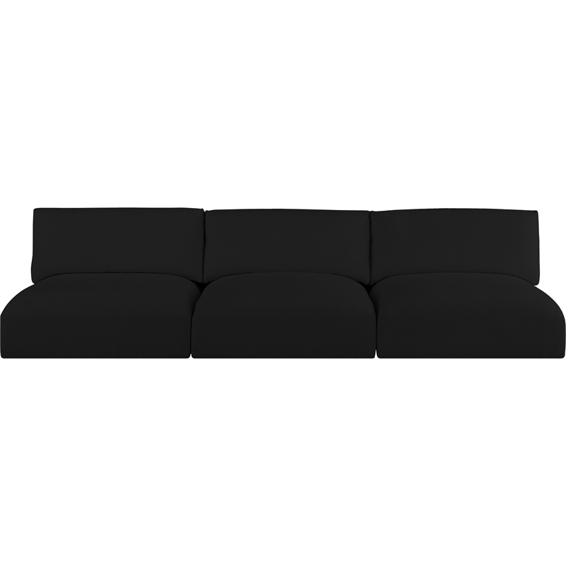 Bowery Hill Contemporary Soft Plush Black Fabric Modular Sofa
