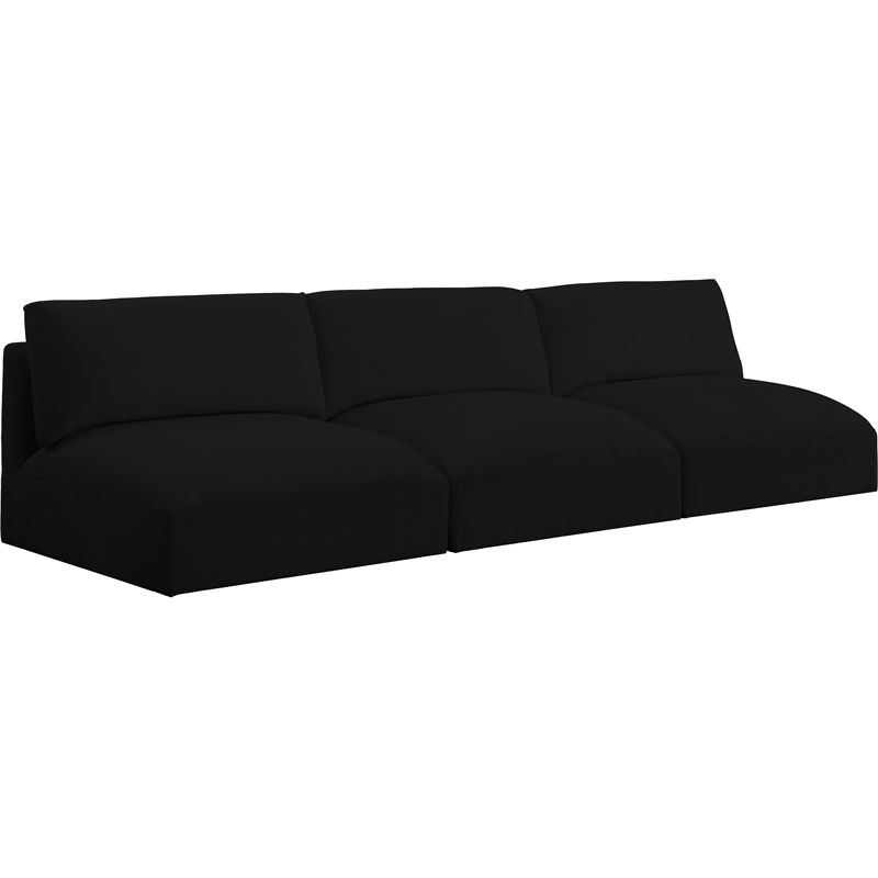 Bowery Hill Contemporary Soft Plush Black Fabric Modular Sofa