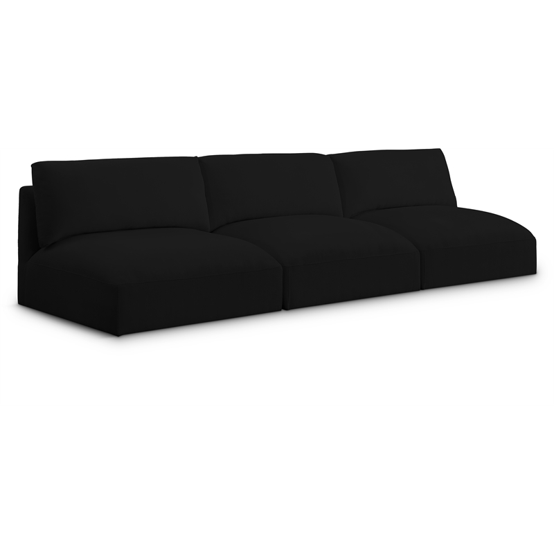 Bowery Hill Contemporary Soft Plush Black Fabric Modular Sofa
