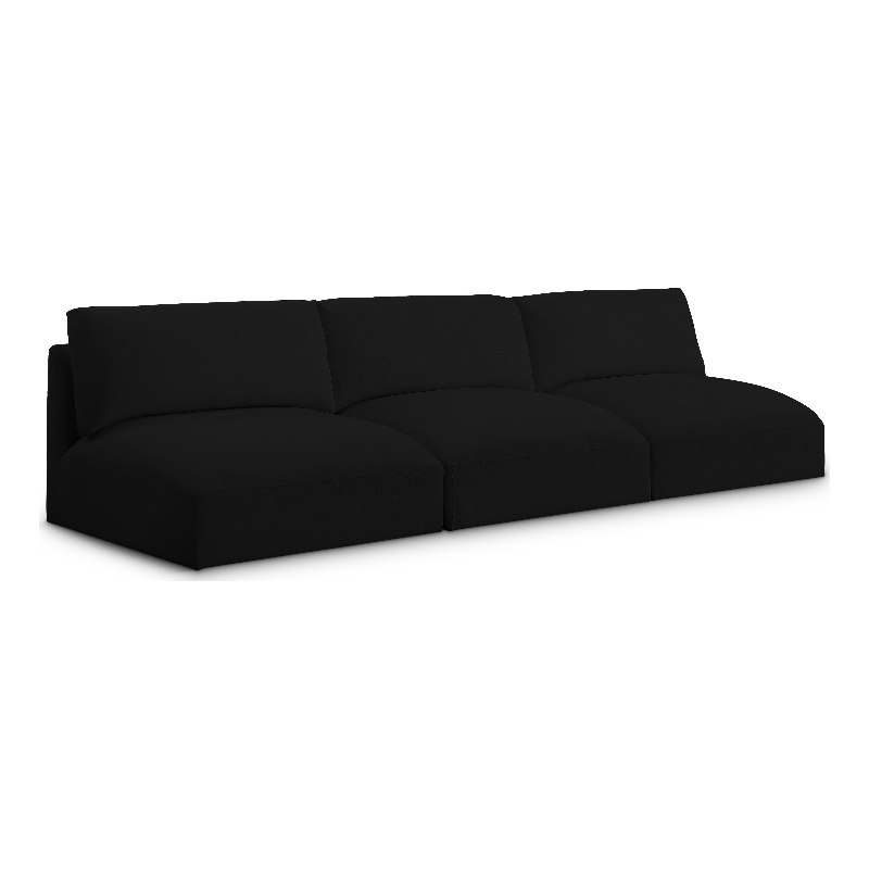 Bowery Hill Contemporary Soft Plush Black Fabric Modular Sofa