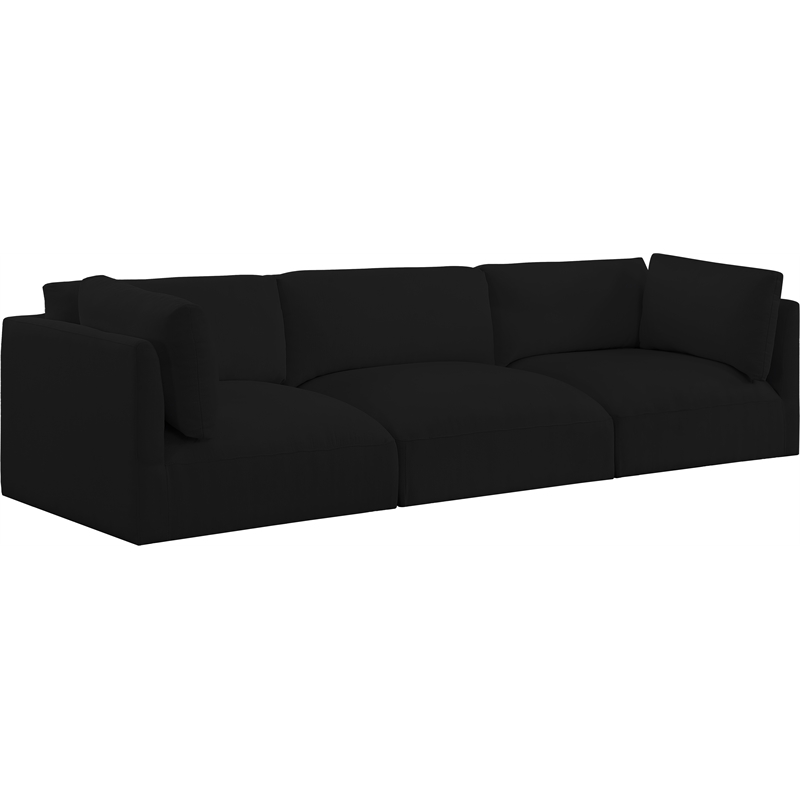 Bowery Hill Contemporary Soft Plush Black Fabric Modular Sofa