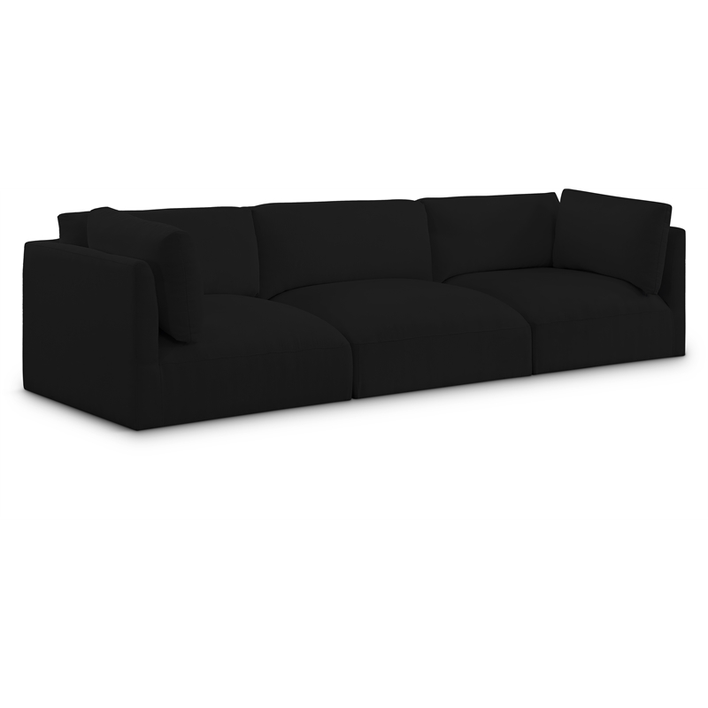 Bowery Hill Contemporary Soft Plush Black Fabric Modular Sofa