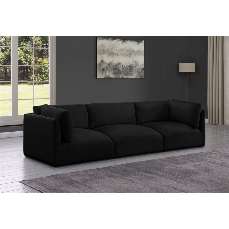 Bowery Hill Contemporary Soft Plush Black Fabric Modular Sofa