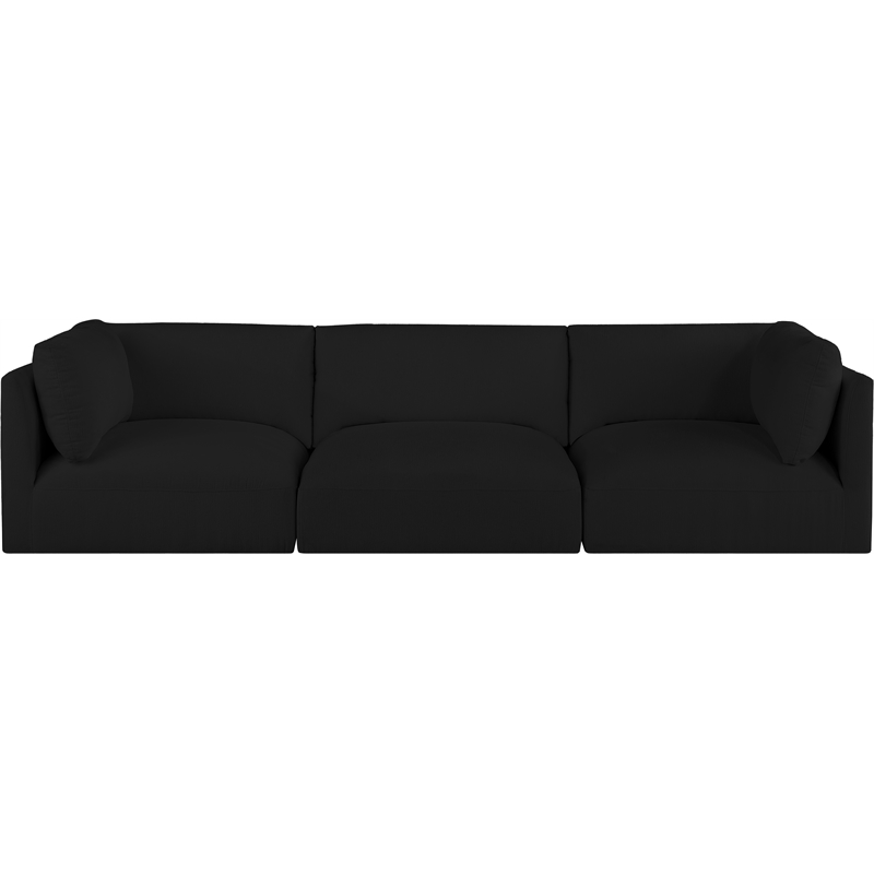 Bowery Hill Contemporary Soft Plush Black Fabric Modular Sofa