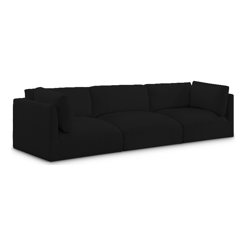 Bowery Hill Contemporary Soft Plush Black Fabric Modular Sofa
