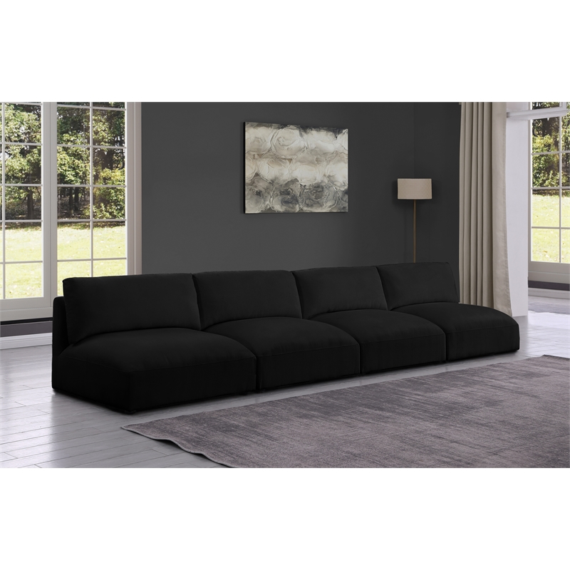 Bowery Hill Contemporary Soft Plush Black Fabric Modular Sofa