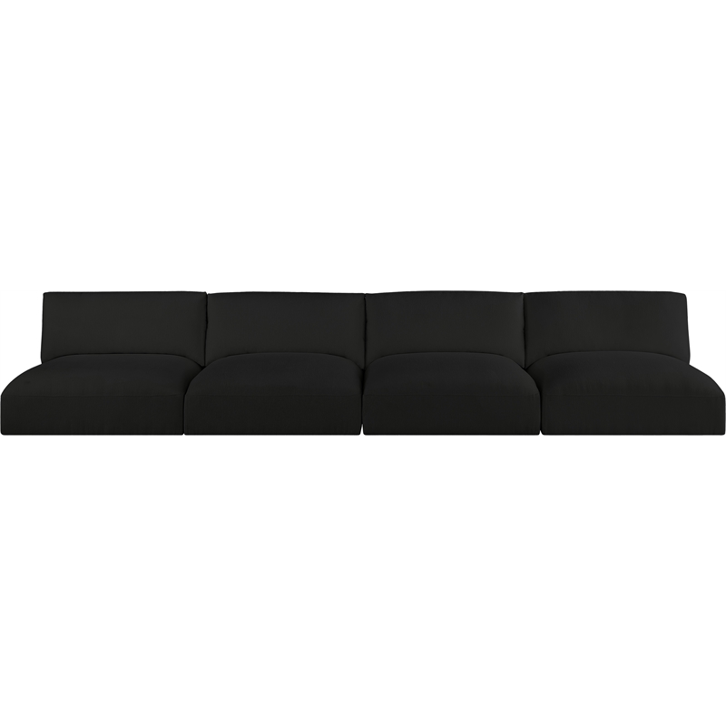 Bowery Hill Contemporary Soft Plush Black Fabric Modular Sofa