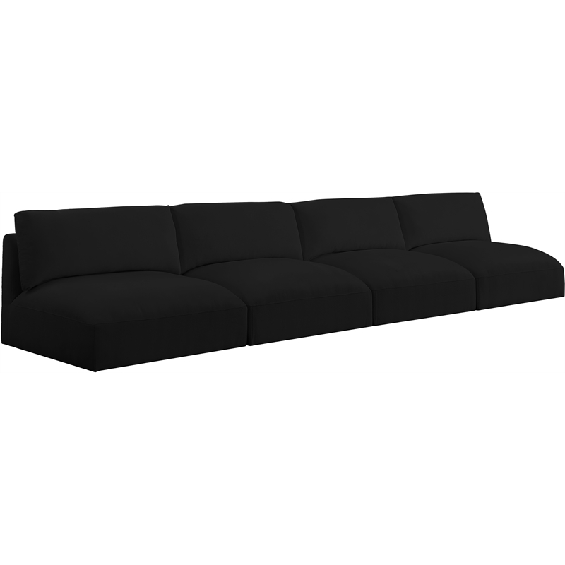 Bowery Hill Contemporary Soft Plush Black Fabric Modular Sofa
