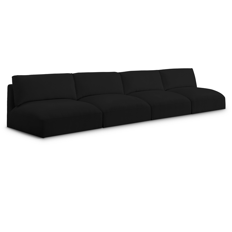 Bowery Hill Contemporary Soft Plush Black Fabric Modular Sofa