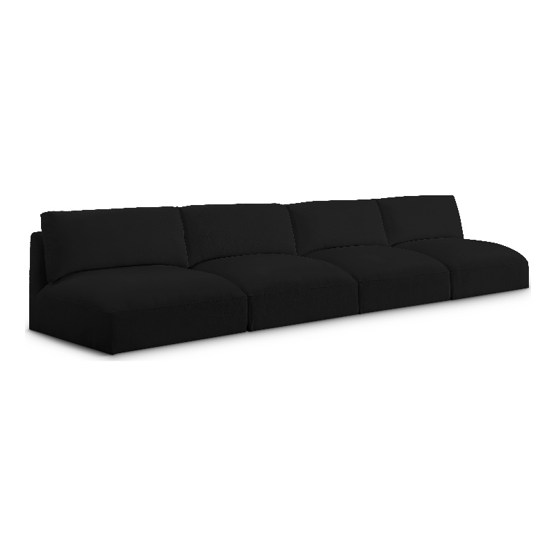 Bowery Hill Contemporary Soft Plush Black Fabric Modular Sofa