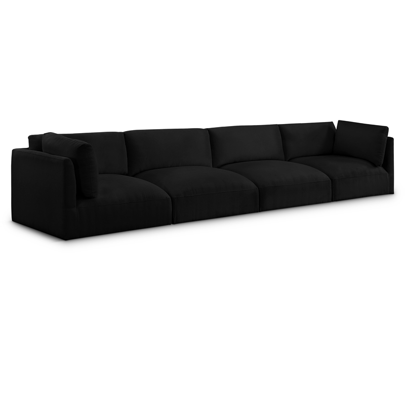 Bowery Hill Contemporary Soft Plush Black Fabric Modular Sofa