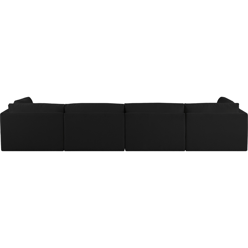 Bowery Hill Contemporary Soft Plush Black Fabric Modular Sofa