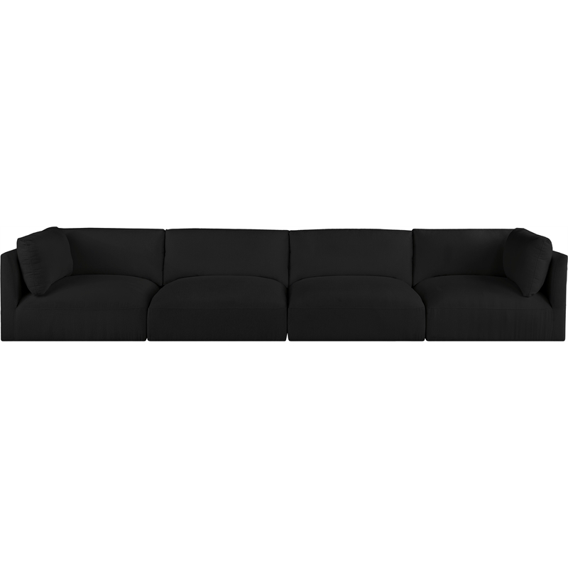 Bowery Hill Contemporary Soft Plush Black Fabric Modular Sofa