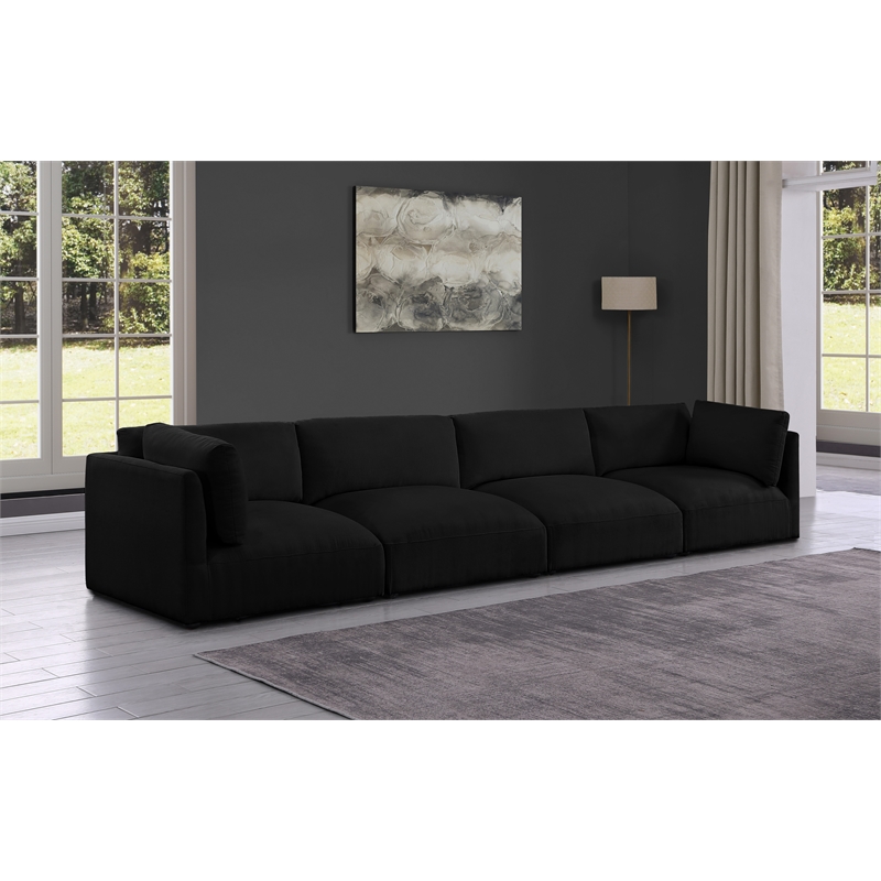 Bowery Hill Contemporary Soft Plush Black Fabric Modular Sofa