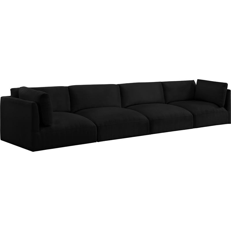 Bowery Hill Contemporary Soft Plush Black Fabric Modular Sofa