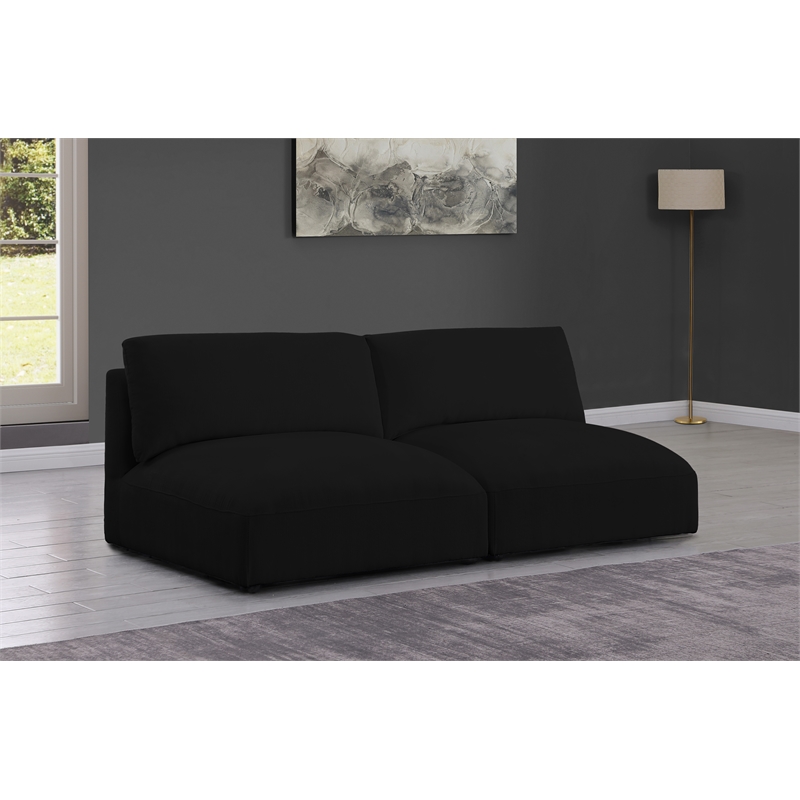 Bowery Hill Contemporary Soft Plush Black Fabric Modular Sofa