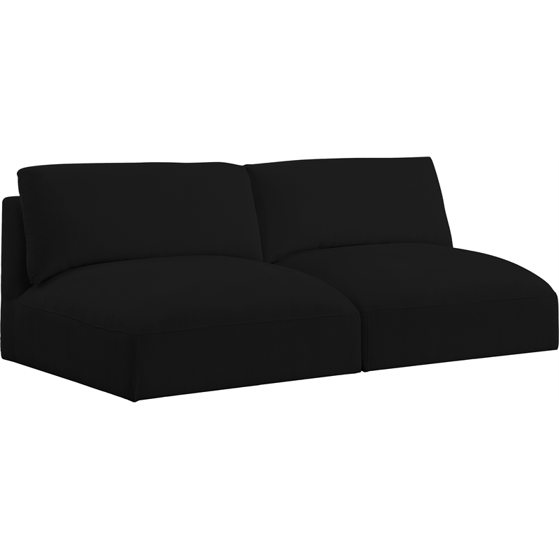 Bowery Hill Contemporary Soft Plush Black Fabric Modular Sofa