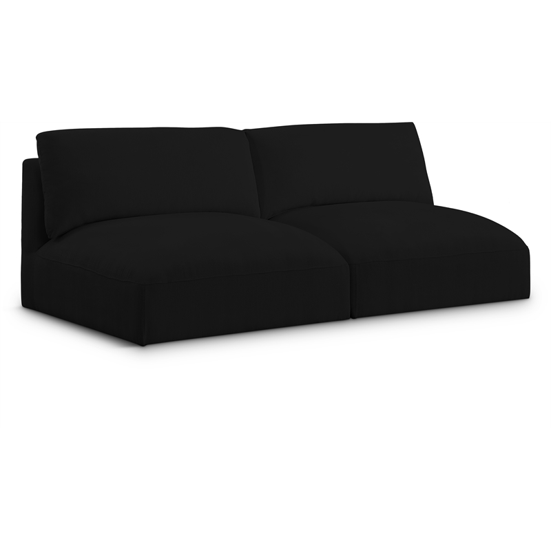 Bowery Hill Contemporary Soft Plush Black Fabric Modular Sofa