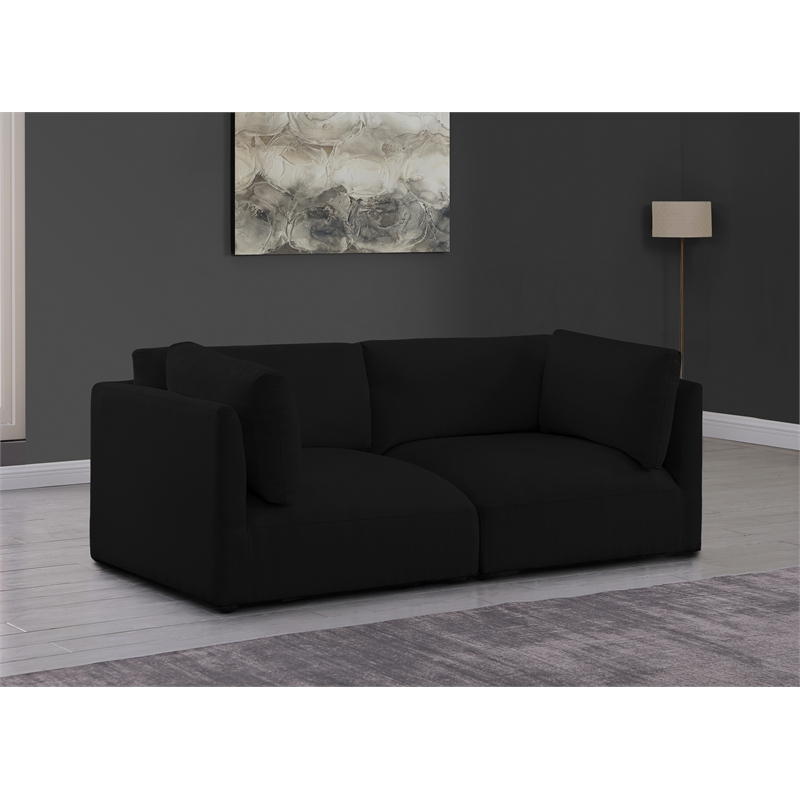 Bowery Hill Contemporary Soft Plush Black Fabric Modular Sofa