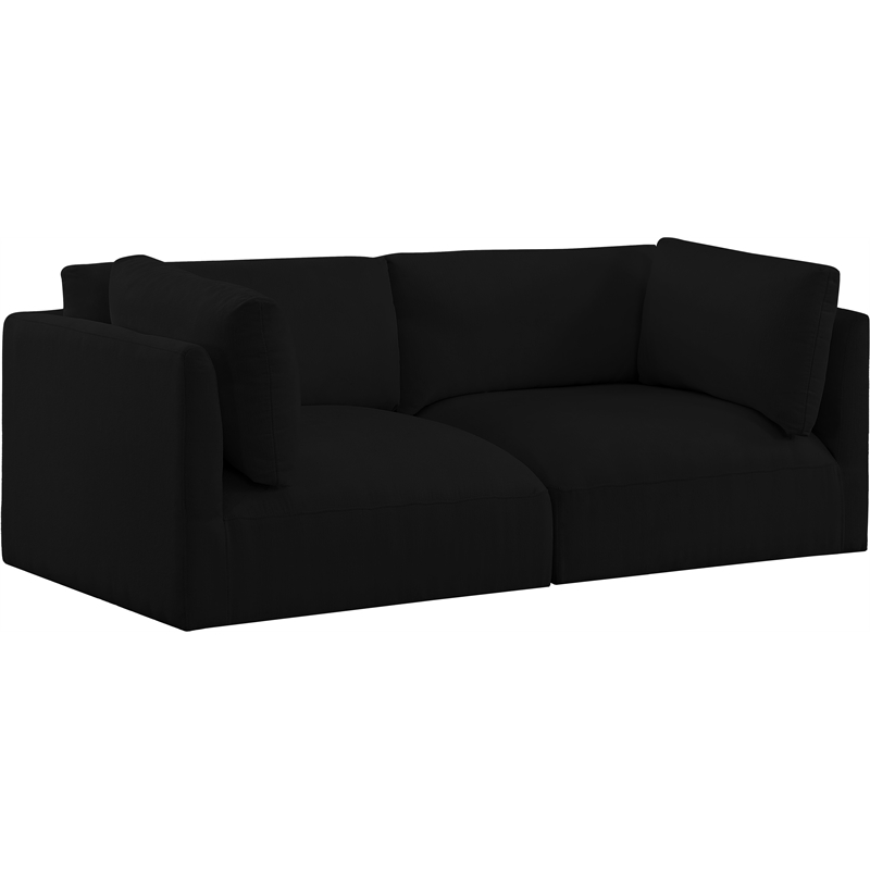 Bowery Hill Contemporary Soft Plush Black Fabric Modular Sofa