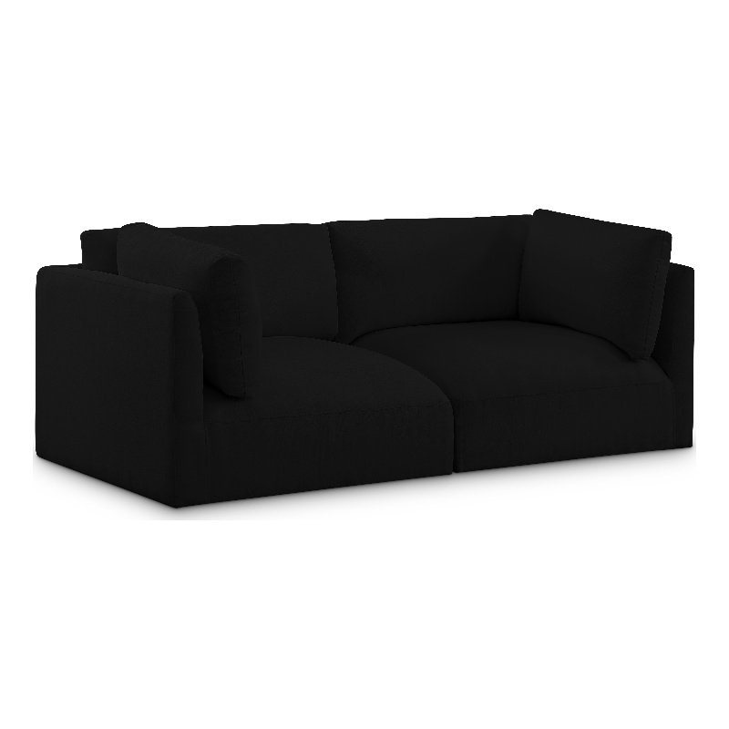 Bowery Hill Contemporary Soft Plush Black Fabric Modular Sofa