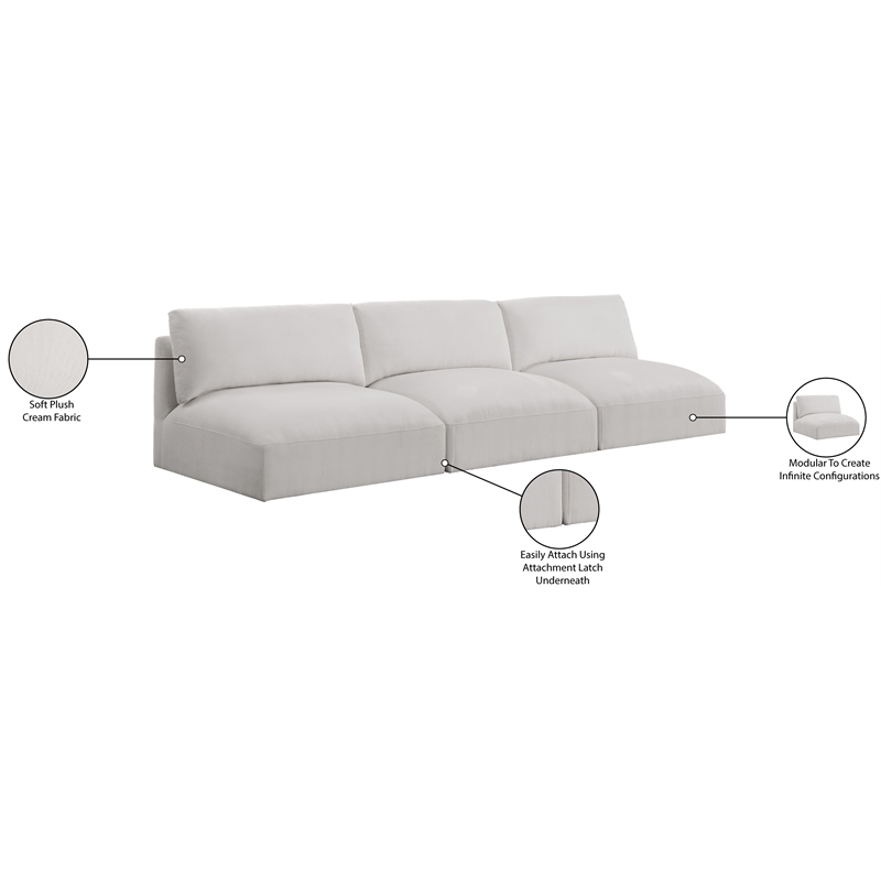 Bowery Hill Contemporary Soft Plush Cream Fabric Modular Sofa