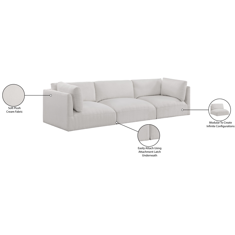Bowery Hill Contemporary Soft Plush Cream Fabric Modular Sofa