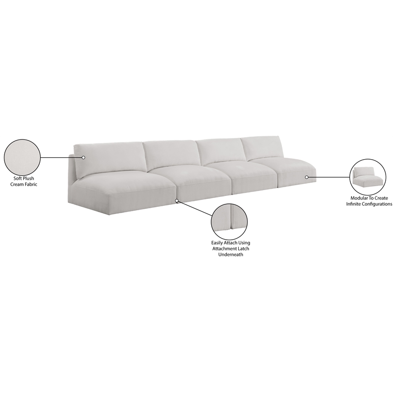Bowery Hill Contemporary Soft Plush Cream Fabric Modular Sofa