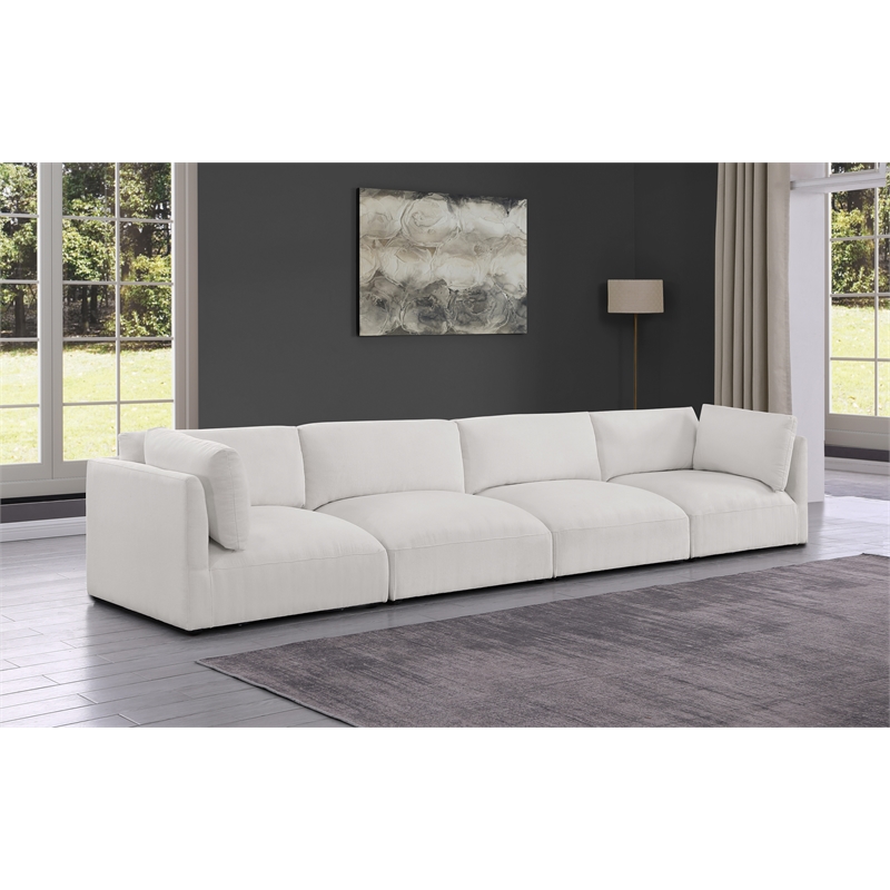 Bowery Hill Contemporary Soft Plush Cream Fabric Modular Sofa