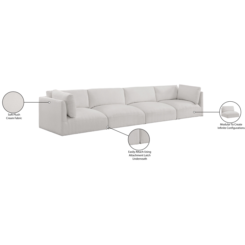 Bowery Hill Contemporary Soft Plush Cream Fabric Modular Sofa