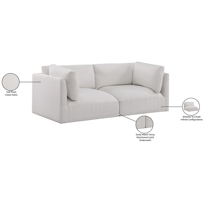 Bowery Hill Contemporary Soft Plush Cream Fabric Modular Sofa