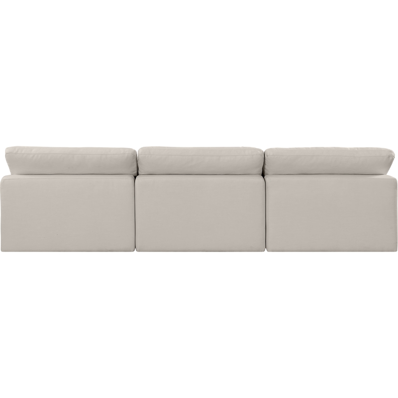 Bowery Hill Upholstered Beige Linen Textured Fabric 3-Piece Modular Sofa