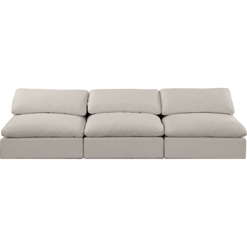 Bowery Hill Upholstered Beige Linen Textured Fabric 3-Piece Modular Sofa