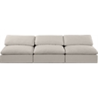 Bowery Hill Upholstered Beige Linen Textured Fabric 3-Piece Modular Sofa
