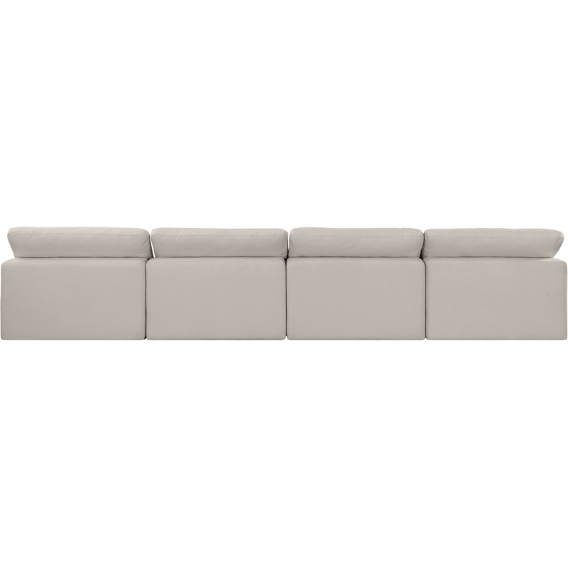 Bowery Hill Upholstered Beige Linen Textured Fabric 4-Piece Modular Sofa