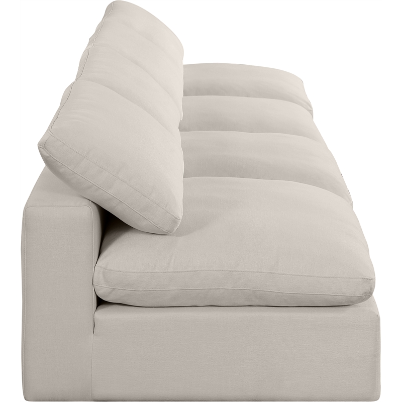 Bowery Hill Upholstered Beige Linen Textured Fabric 4-Piece Modular Sofa
